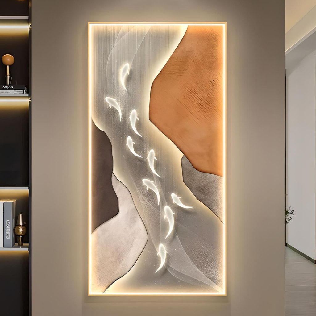 Modern Abstract Fish Art LED Wall Lamp for Corridor & Living Room Lighting