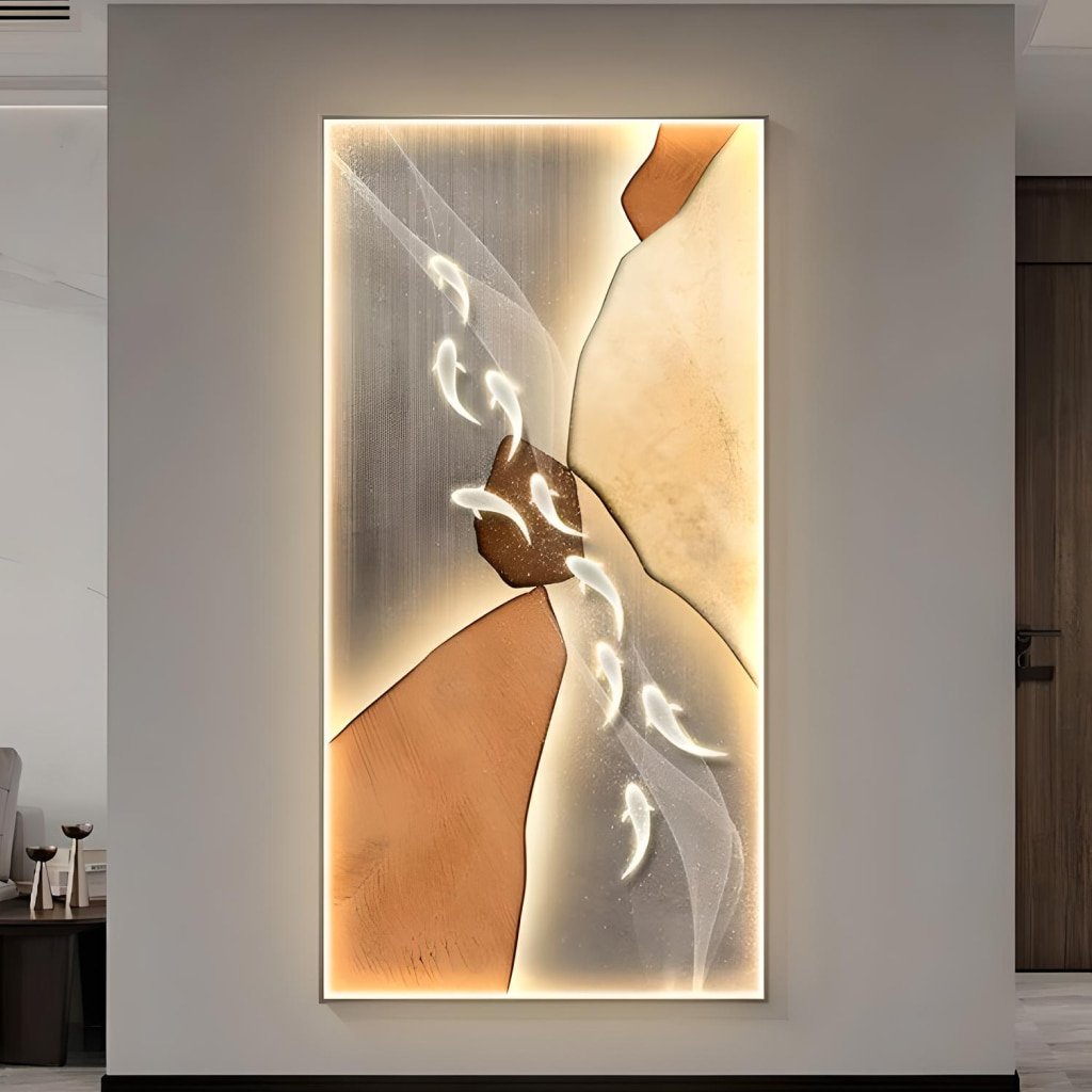 Modern Abstract Fish Art LED Wall Lamp for Corridor & Living Room Lighting