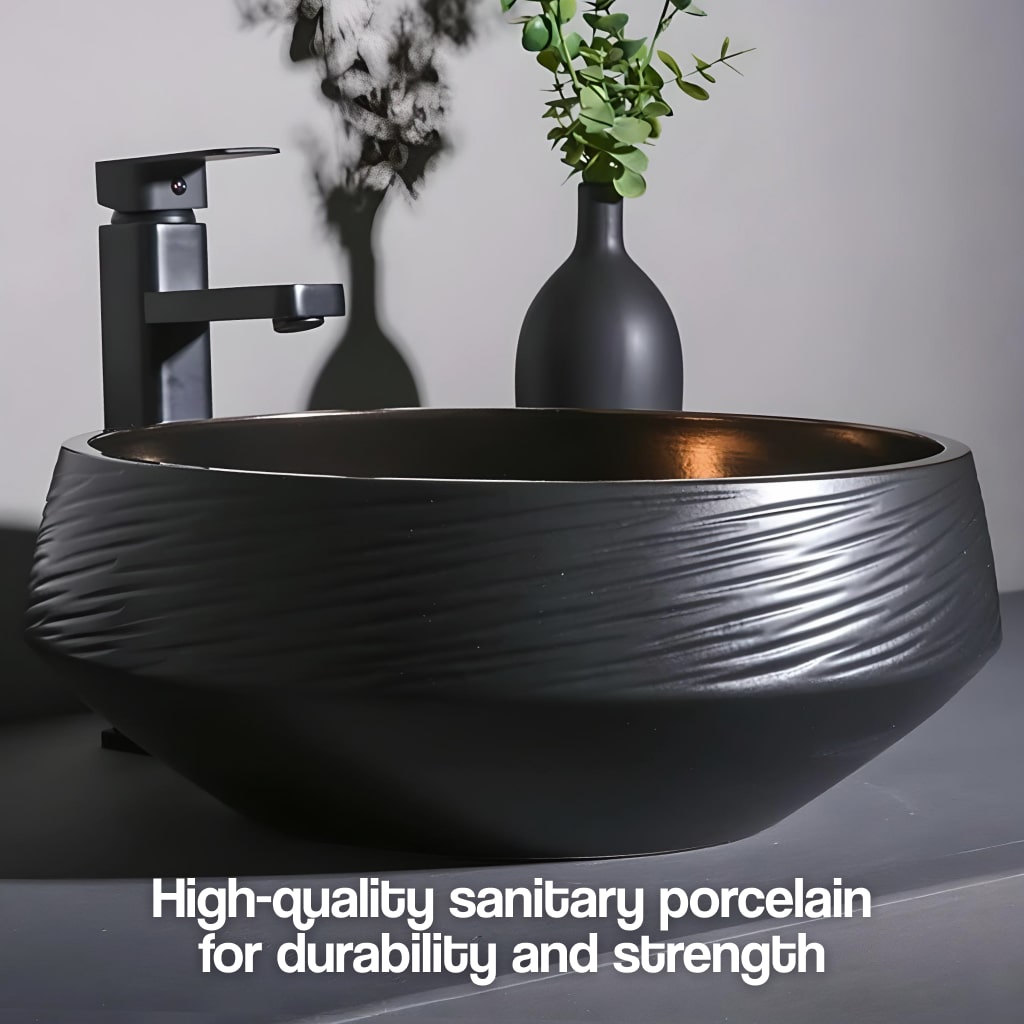 Deluxe Black and Bronze Ceramic Bathroom Sink Set Bathroom