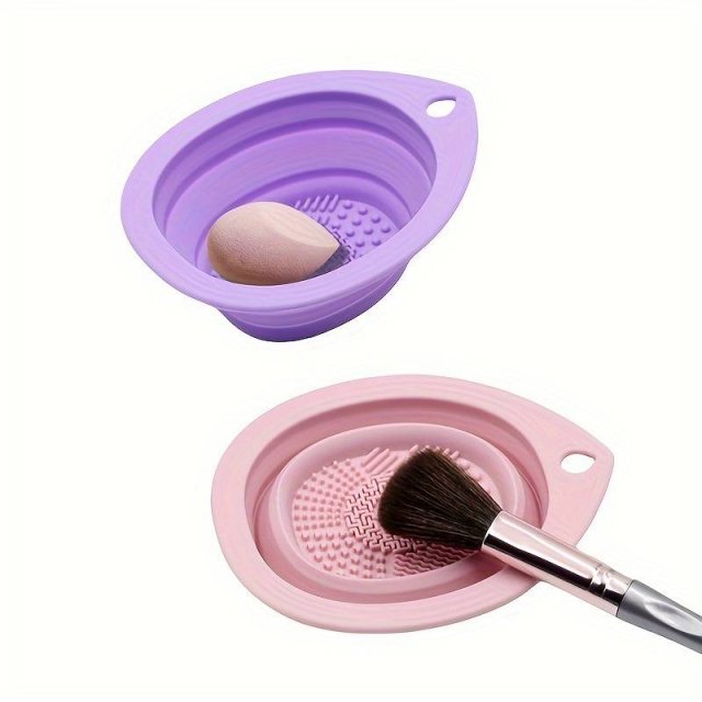Silicone Makeup Brush Cleaner: Portable Folding Wash Bowl & Scrubber Mat - Image 3