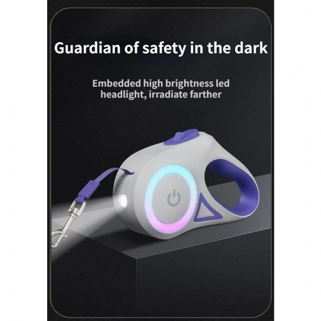 Luminous Retractable Nylon Pet Leash for Dogs & Cats - Durable, Automatic, & Extendable - Image 4