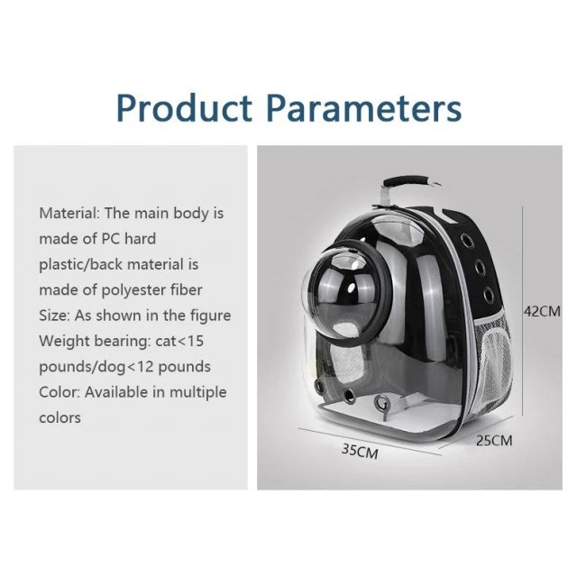 Luxury Cat Space Capsule Backpack - Transparent Pet Carrier for Stylish Outings - Image 7