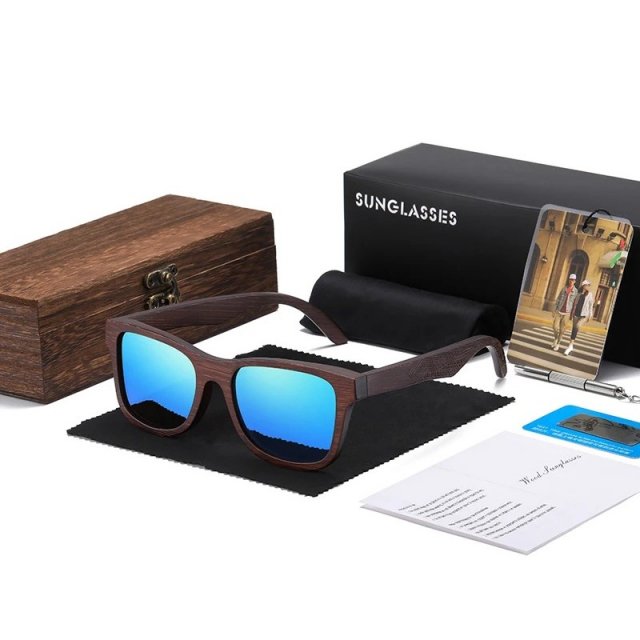 Natural Bamboo Wooden Polarized Sunglasses for Men with Multi-Coated Lenses and Gift Box - Image 6