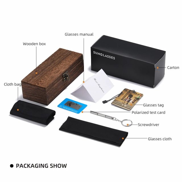 Natural Bamboo Wooden Polarized Sunglasses for Men with Multi-Coated Lenses and Gift Box - Image 5