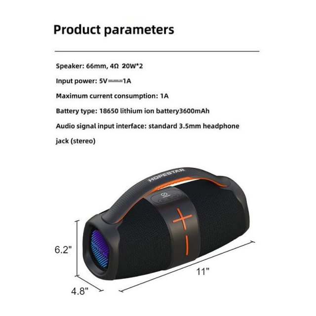 40W High-Power Portable Bluetooth Speaker with Subwoofer and Multi-Mode Sound - Image 7