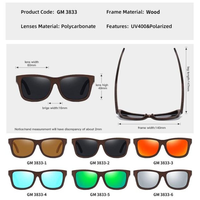 Natural Bamboo Wooden Polarized Sunglasses for Men with Multi-Coated Lenses and Gift Box - Image 4