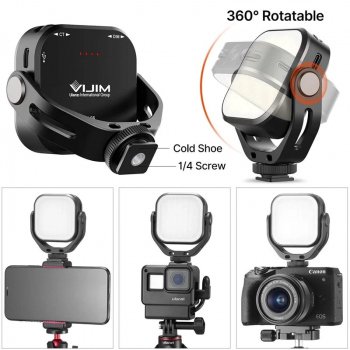 Adjustable Bi-Color LED Video Light with 360° Rotation Bracket - Rechargeable & Portable Fill Light for DSLR, SLR & Mobile