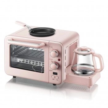 3-in-1 Breakfast Station: Electric Mini Oven, Coffee Maker & Frying Pan