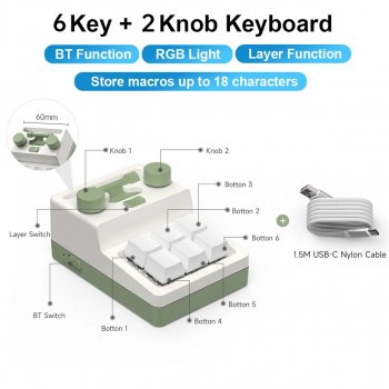 RGB Macro Custom Knob Keyboard: Elevate Your Workflow Gadgets Keyboards & Mice Type: Upgrade 6Key