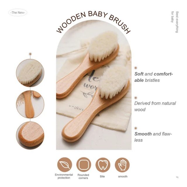 Beech Wood Baby Hair Brush and Massager - Image 9