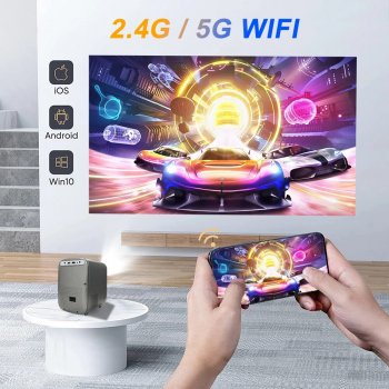 1080P High-Definition Smart Home Theater Projector with Dolby Audio, Dual-Band WiFi, and Keystone Correction