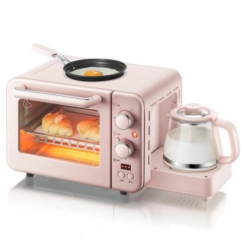3-in-1 Breakfast Station: Electric Mini Oven, Coffee Maker & Frying Pan