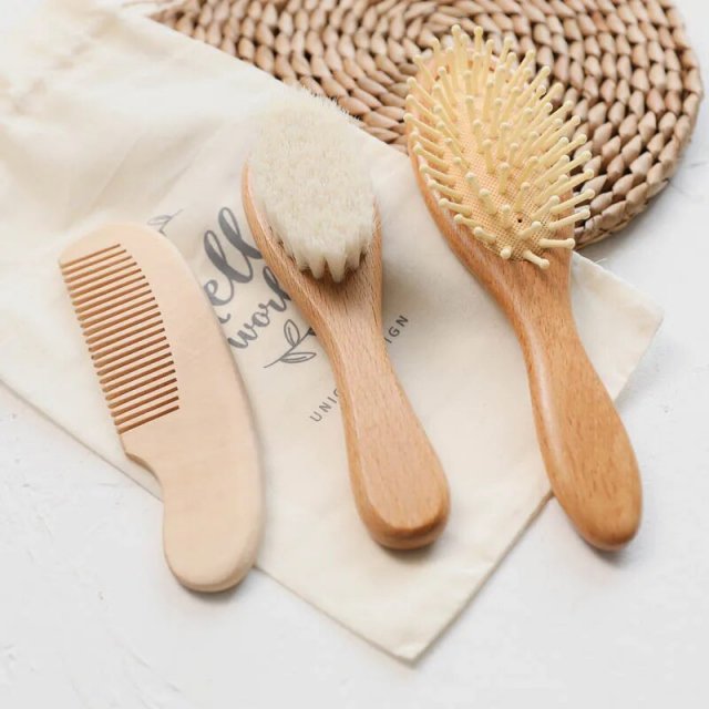 Beech Wood Baby Hair Brush and Massager - Image 4