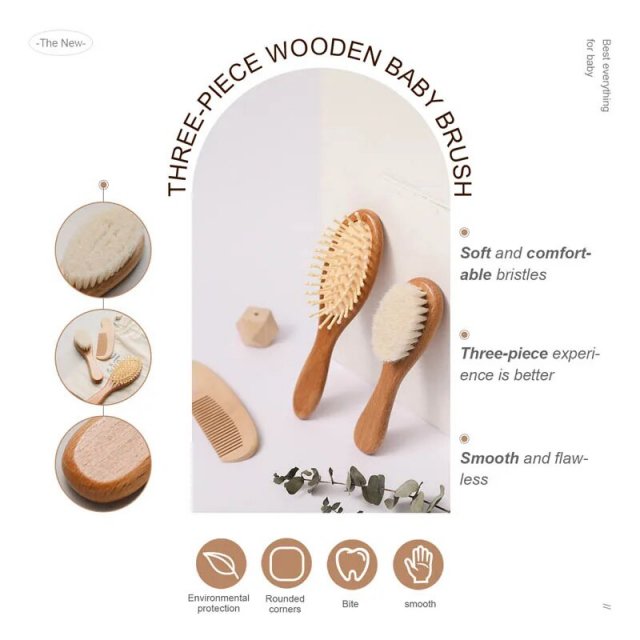 Beech Wood Baby Hair Brush and Massager - Image 8