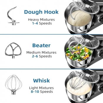 9.5 Qt Stand Mixer, 10-Speed Electric Kitchen Mixer with Stainless Steel Bowl