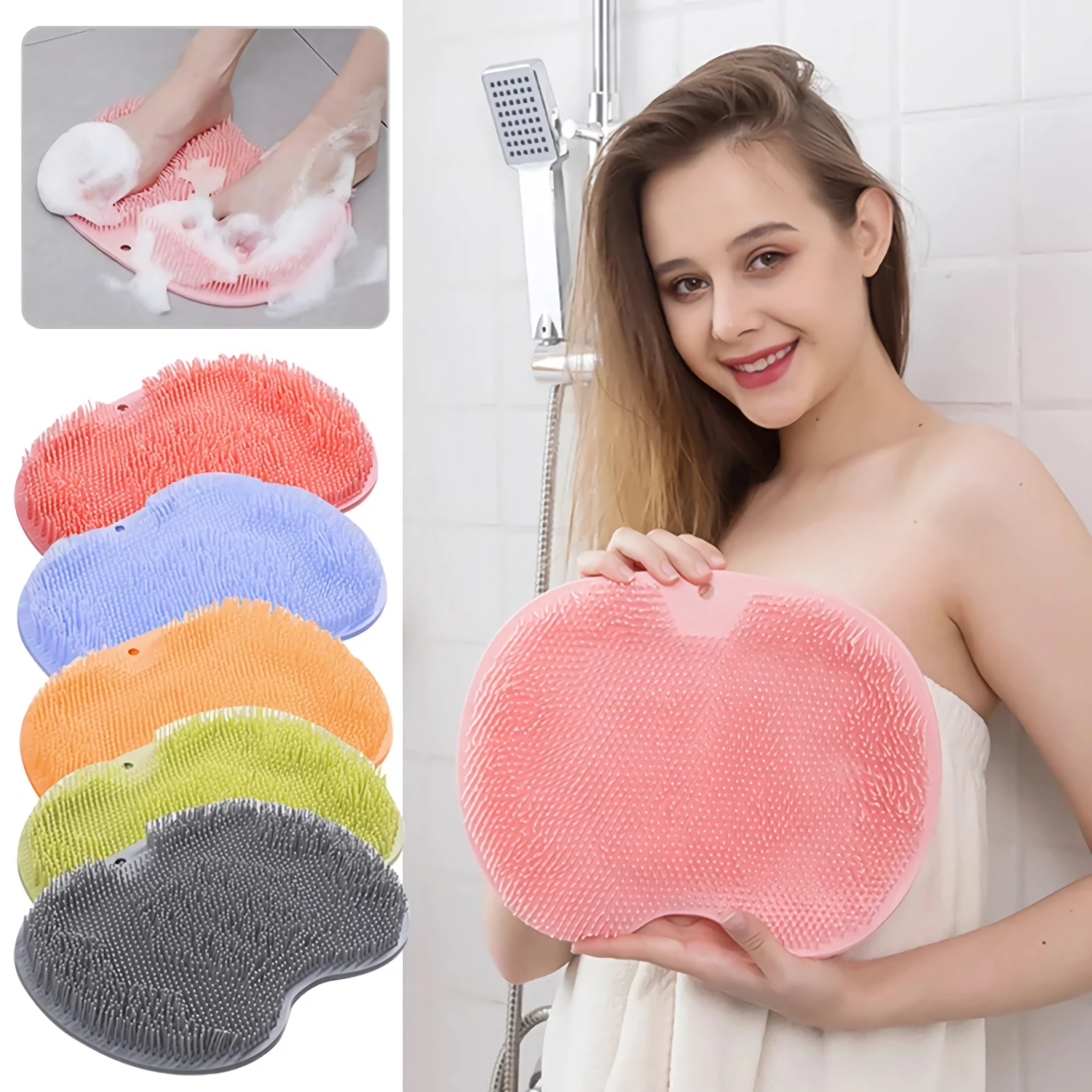 Silicone Exfoliating Massage Shower Pad with Non-Slip Suction