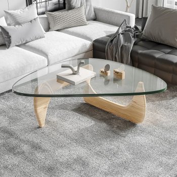 Mid-Century Glass Triangle Coffee Table