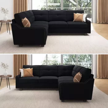 Velvet L-Shaped Convertible Sectional Sofa