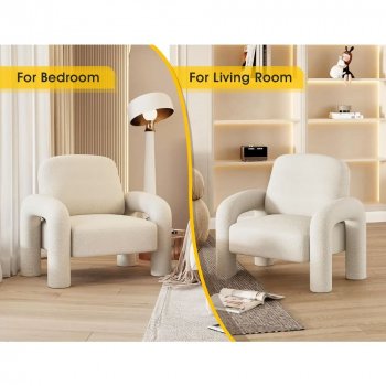 Modern Accent Armchair with Elephant Trunk Armrests and Sherpa Upholstery