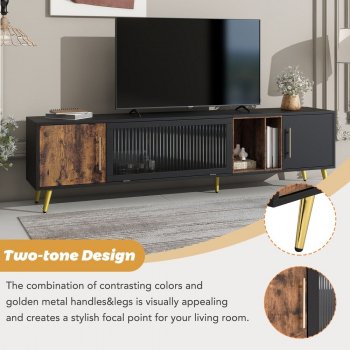 Modern Fluted Glass Door TV Cabinet