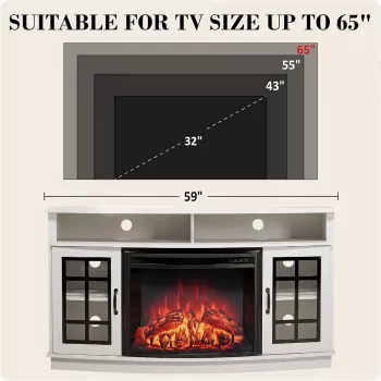 Curved TV Console with Electric Fireplace