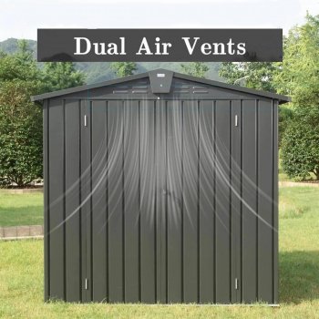 Spacious Galvanized Steel Outdoor Storage Shed - 6.5x4.2ft with Lockable Door