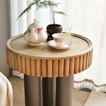 Solid Wood Retro Oval Coffee Table