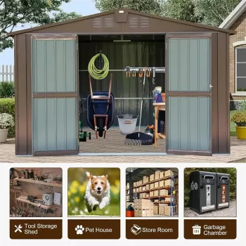 Multifunctional 10x8 Ft Metal Outdoor Storage Shed