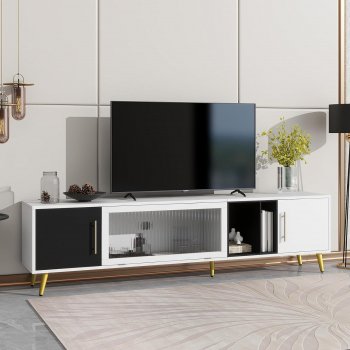 Modern Fluted Glass Door TV Cabinet