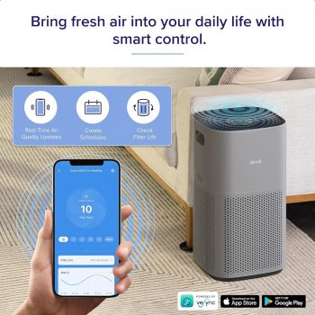 Smart Wi-Fi Air Purifier for Large Rooms - Alexa Compatible, PM2.5 Monitor, 3-in-1 Filter