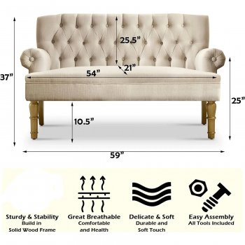 Elegant Warm Beige Two-Seater Sofa