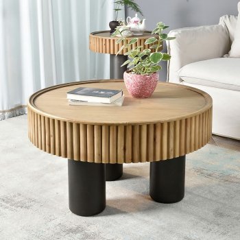 Solid Wood Retro Oval Coffee Table