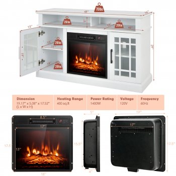 Modern Black Electric Fireplace TV Stand