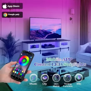 Fireplace TV Stand with RGB Lighting and Electric Fireplace Insert