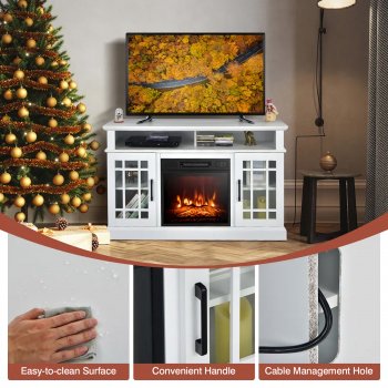 Modern Black Electric Fireplace TV Stand