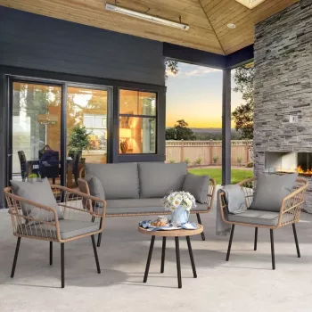 4-Piece All-Weather Rattan Patio Furniture Set