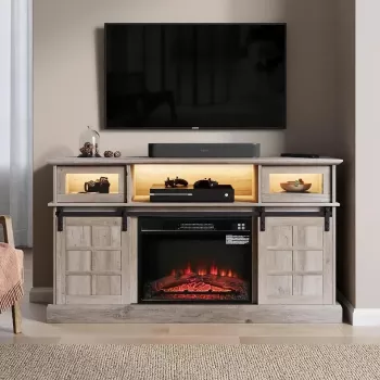 Fireplace TV Stand with RGB Lighting and Electric Fireplace Insert
