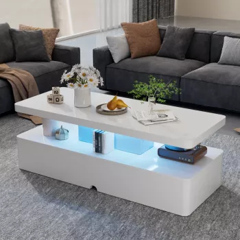 Modern LED Coffee Table with Drawers and Multi-Color Lighting