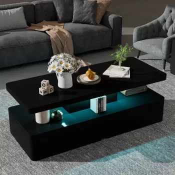 Modern LED Coffee Table with Drawers and Multi-Color Lighting