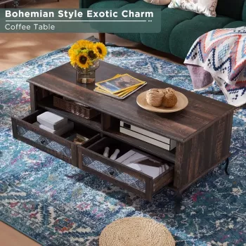Vintage Coffee Table with Sliding Drawers