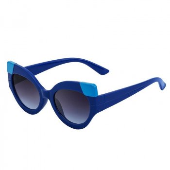 Luxury Cat Eye Retro Punk Sunglasses Sunglasses Color: Blue + Gray Lenses