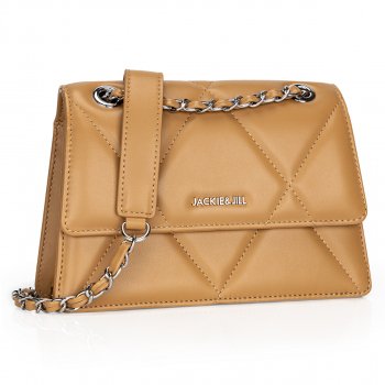 Chic Diamond Pattern PU Leather Shoulder Bag Bags Shoulder Bags Size: 5.7x8.5x3.1in Color: Biscuit
