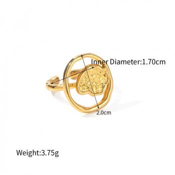 18K Gold-Plated Hollow-Carved Stainless Steel Ring Jewelry Rings Color: Gold