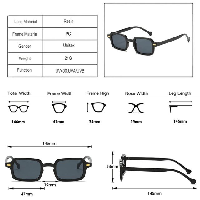 UV400 Square Gradient Sunglasses - Image 7