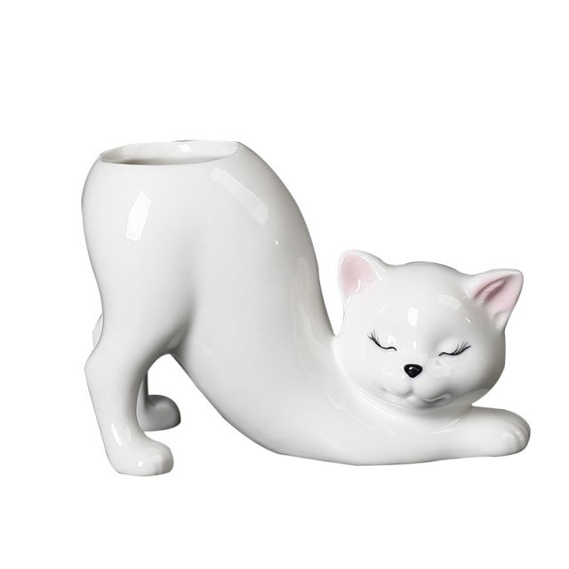 Cute Cartoon Cat Tail Porcelain Flower Pot Vase - Image 5