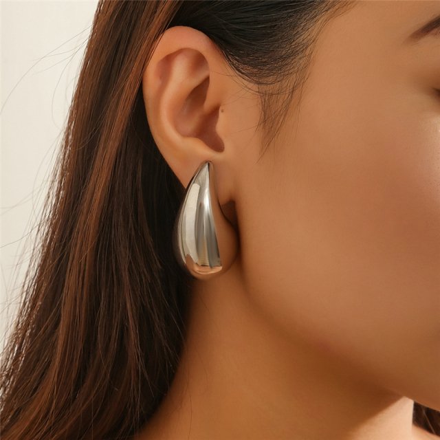Trendy Gold Chunky Water Drop Dome Stud Earrings - Image 5