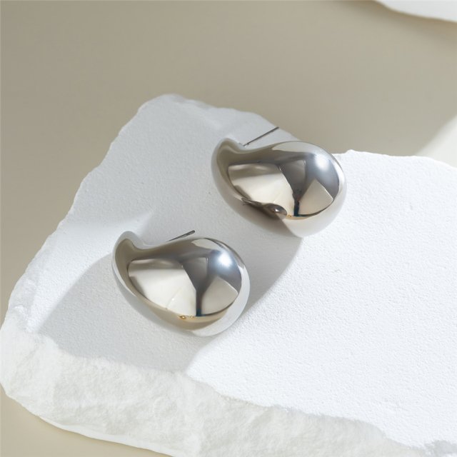 Trendy Gold Chunky Water Drop Dome Stud Earrings - Image 7