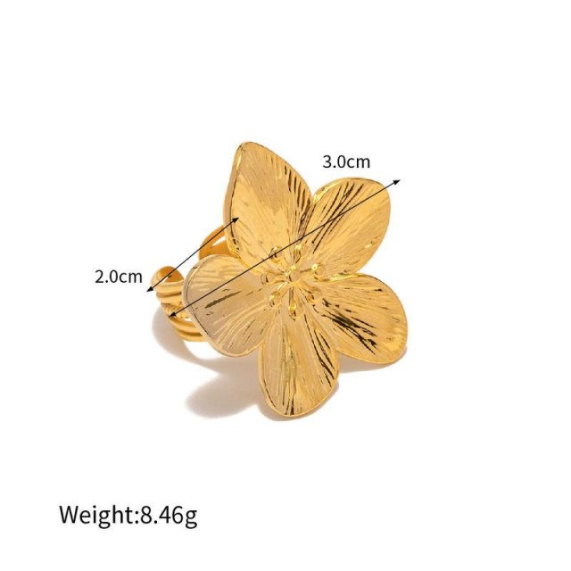Luxurious 18K Gold-Plated Stainless Steel Statement Ring - Image 5