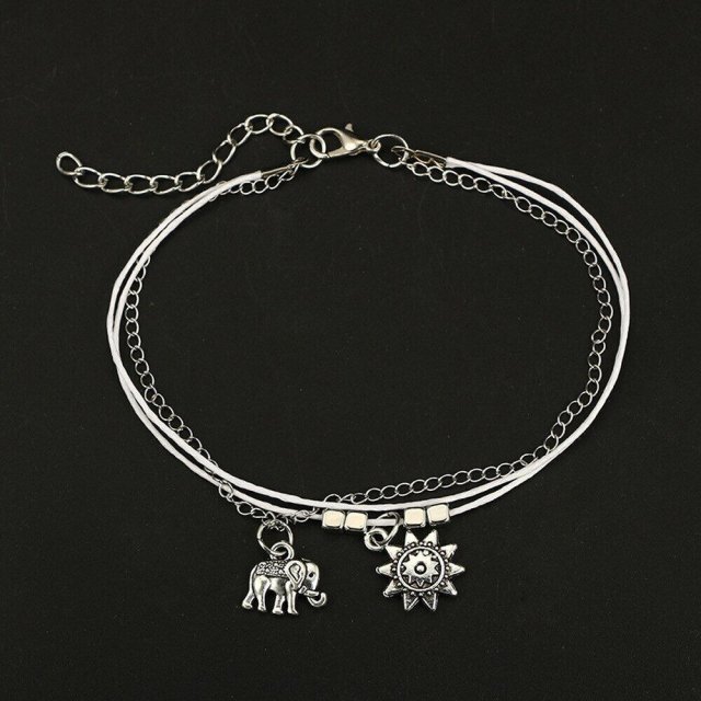 Bohemian Star Elephant Double Layer Anklet for Women - Image 3