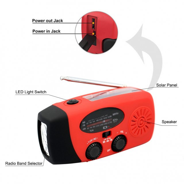 Solar Hand Crank LED Camping Lantern with AM/FM Radio and USB Charger - Image 8